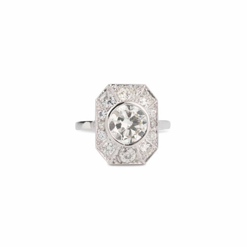 Bague Bague Art Déco Diamant Taille Ancienne Platine 58 Facettes