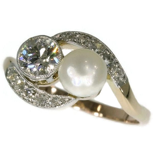 Bague 52 Bague de fiançailles avec diamants et perle 58 Facettes 15104-0064