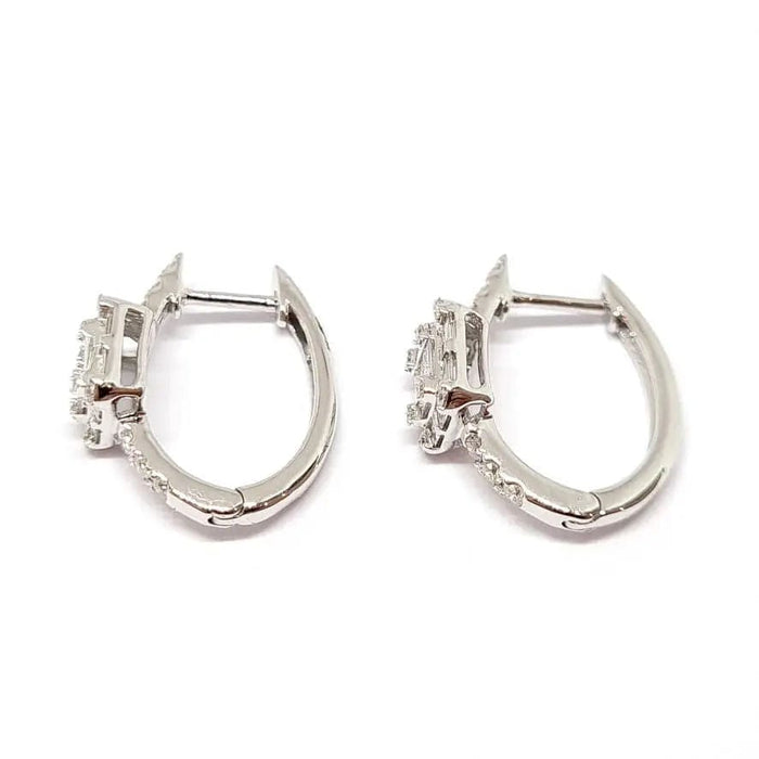 Boucles d'oreilles Boucles créoles taille émeraude diamants or blanc 58 Facettes