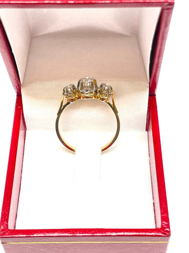 Bague Bague ancienne or jaune et blanc trilogie diamants 58 Facettes