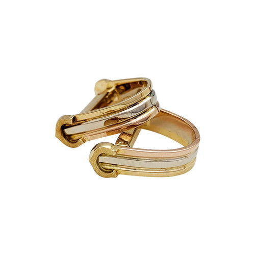 Boutons de manchette Boutons de manchettes Cartier "Mini Ressort CC" trois ors. 58 Facettes 33164