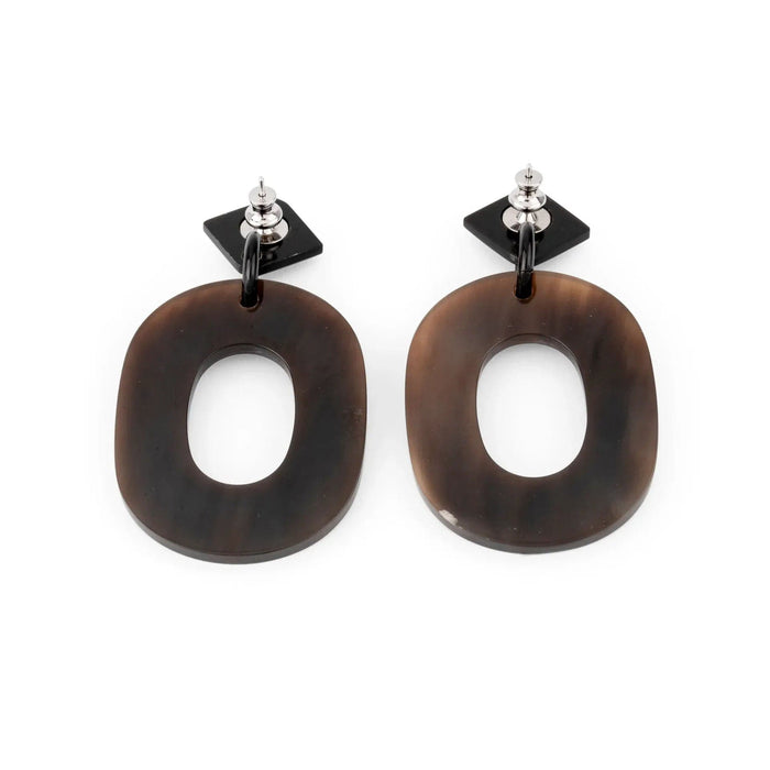 Boucles d'oreilles Hermès - Boucles d'Oreille "Isthme" en corne et argent 58 Facettes 1