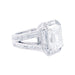 Bague 49 Bague diamant taille émeraude, entourage diamants baguettes, platine. 58 Facettes 32516