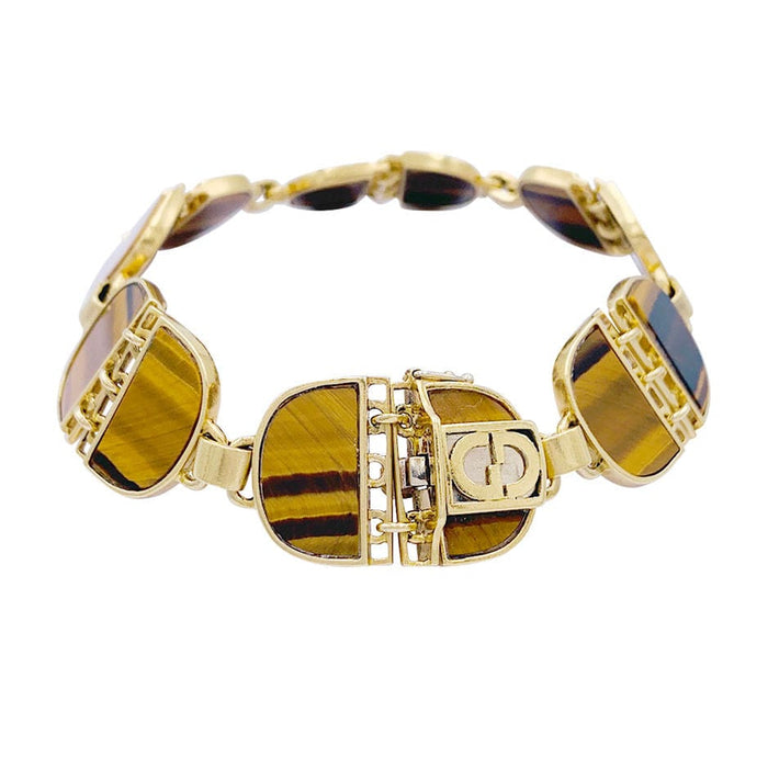 Bracelet Bracelet vintage, or jaune, oeil de tigre. 58 Facettes 32318