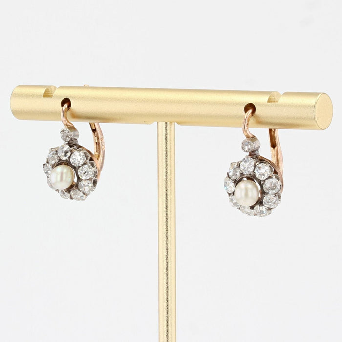 Boucles d'oreilles Boucles d'oreilles anciennes perles fines et diamants 58 Facettes 21-682