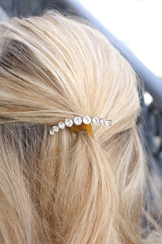 Accessoire Peigne ancien demi lune, pierres du Rhin sur corne 58 Facettes