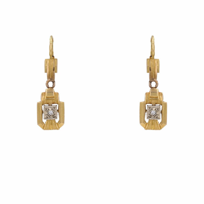 Boucles d'oreilles Boucles d'oreilles pendantes géométriques 2 ors et diamants 58 Facettes 19-187