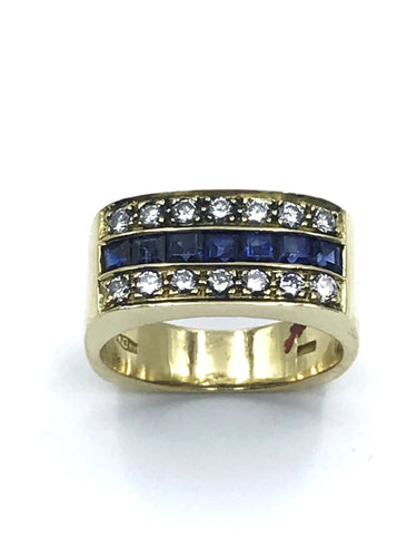 Bague Bague carrée Saphirs Diamants 58 Facettes
