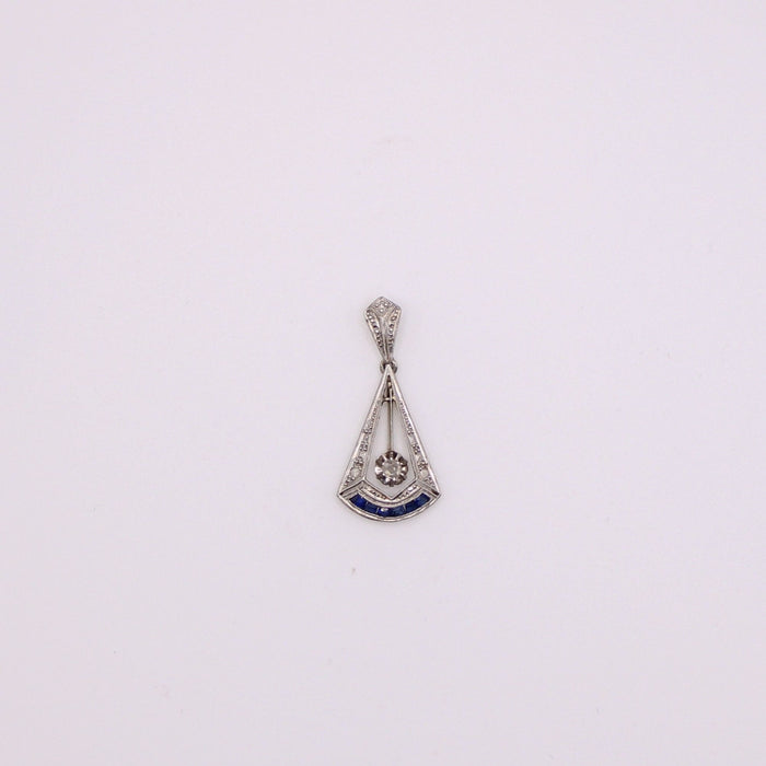 Pendentif Pendentif Art Déco motif pendule diamants et saphirs 58 Facettes