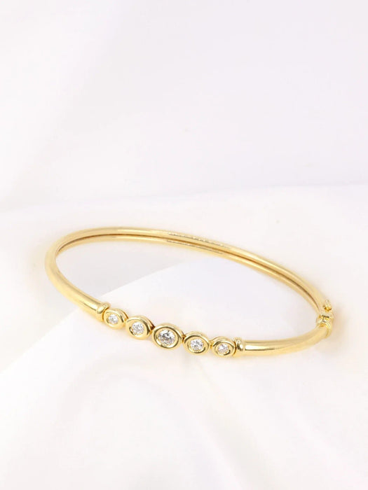 Bracelet Bracelet jonc vintage or souple et diamants 58 Facettes J94