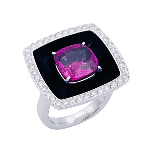 Bague 43 Bague Chanel, "Nuit Noire", or blanc, saphir rose, diamants, émail. 58 Facettes 32572