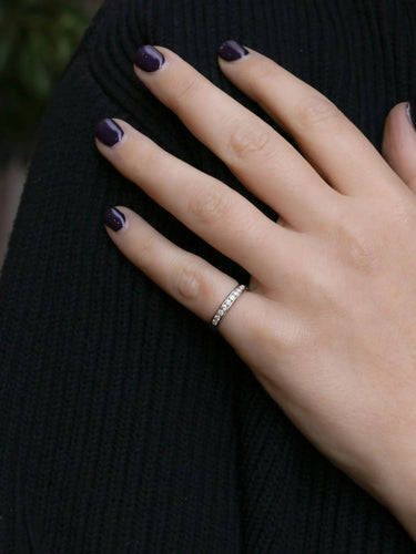 Bague 47.5 Demi-Alliance américaine diamants 0,18 ct 58 Facettes J110