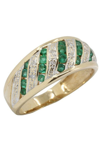 Bague BAGUE MODERNE ÉMERAUDES ET DIAMANTS 58 Facettes 043361