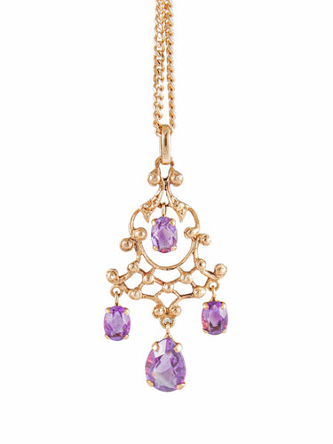 Collier Collier Or Jaune, Pendentif Girandole Améthystes 58 Facettes