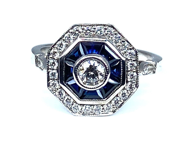 Bague 54 Bague Or blanc Saphirs et Diamants 58 Facettes AB220