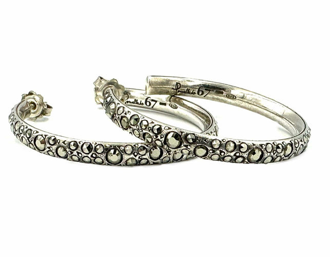 Boucles d'oreilles POMELLATO 67. Créoles argent et marcassites 58 Facettes