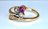 Bague 58 Bague Or jaune Diamants Pierre rouge 58 Facettes AB279