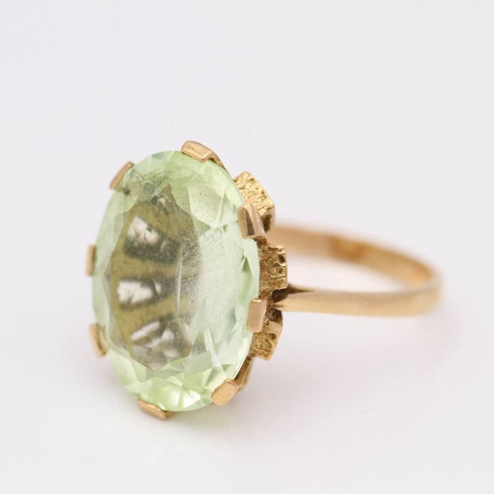 Bague 55.5 Bague Or Jaune Apatite verte 58 Facettes E357541B