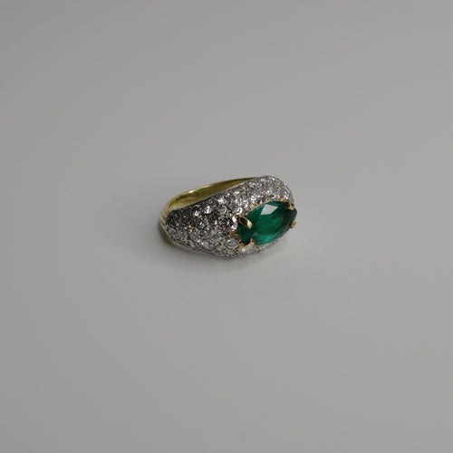 Bague 49-49.5 Cartier - Bague Vintage Émeraude et diamants 58 Facettes