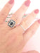 Ring 61 Rectangular ring with cut sides Sapphires Diamonds 58 Facettes AA 1591