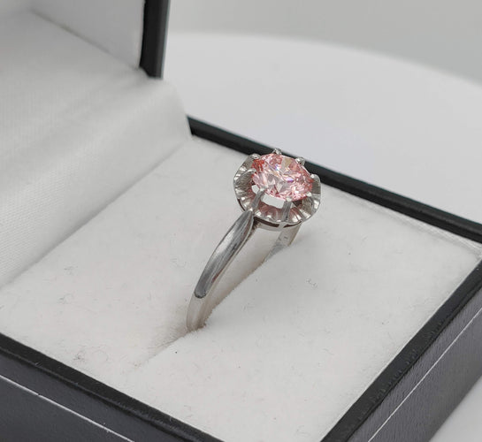 Bague Bague solitaire Platine et Diamant de synthèse rose 58 Facettes