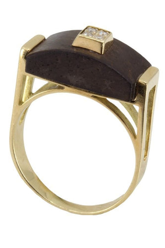 Bague BAGUE MODERNE ÉBÈNE ET DIAMANTS 58 Facettes 051891