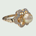 Ring 53.5 Art Deco design ring 1930-1935 in 18 kt gold with diamonds and cultured pearls 58 Facettes Q988A
