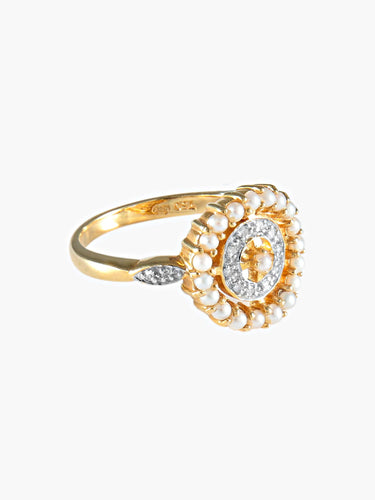 Bague 52 Bague Ronde Perles Diamants 58 Facettes