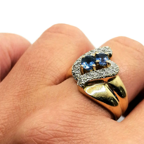 Bague 57 Bague or jaune diamants et saphirs 58 Facettes 3817