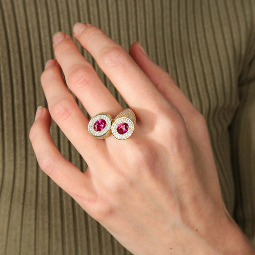 Bague BAGUE "ETREINTE" OR & ZIRCONIUMS 58 Facettes BO/220090