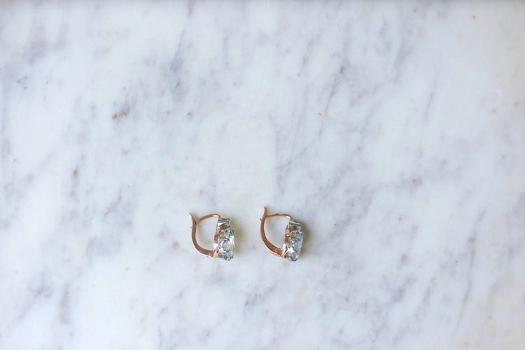 Boucles d'oreilles Boucles d'oreilles Or rose Platine Aigue-marine Diamants 58 Facettes