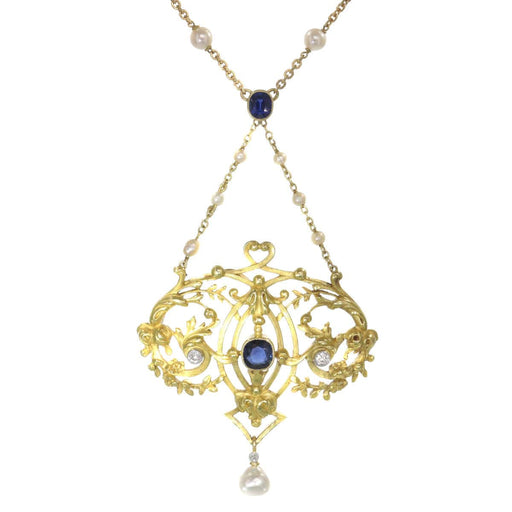 Collier Pendentif, diamants, saphirs, perles 58 Facettes 19259-0041