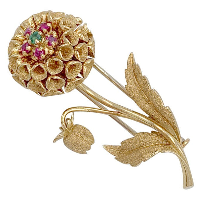 Broche Broche fleur or jaune, pierres de couleur. 58 Facettes 32168