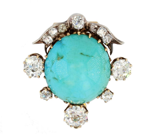 Broche Broche ancienne clip turquoise et diamants 58 Facettes 21-687
