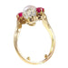 Ring 54 Gold ring with diamonds, rubies, natural pearl 58 Facettes 22298-0292