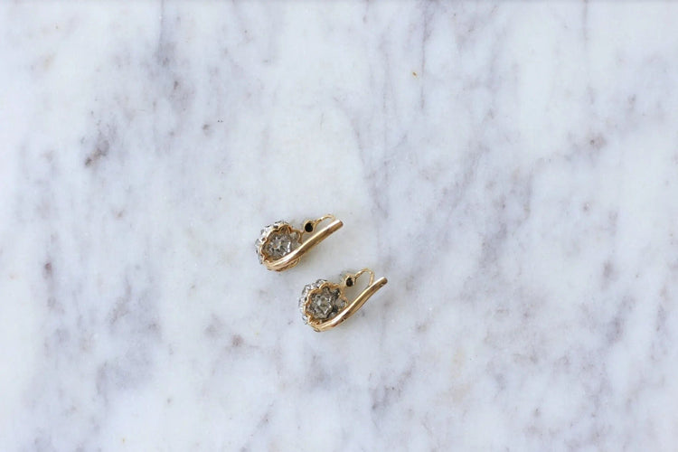 Boucles d'oreilles Boucles d'oreilles Or jaune, Platine, Diamants 58 Facettes