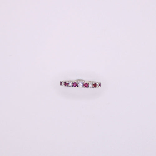 Bague Alliance Demi-tour Rubis et Diamants sertis sur or blanc 58 Facettes