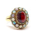 Ring Vintage ring garnet entourage opals yellow gold 58 Facettes