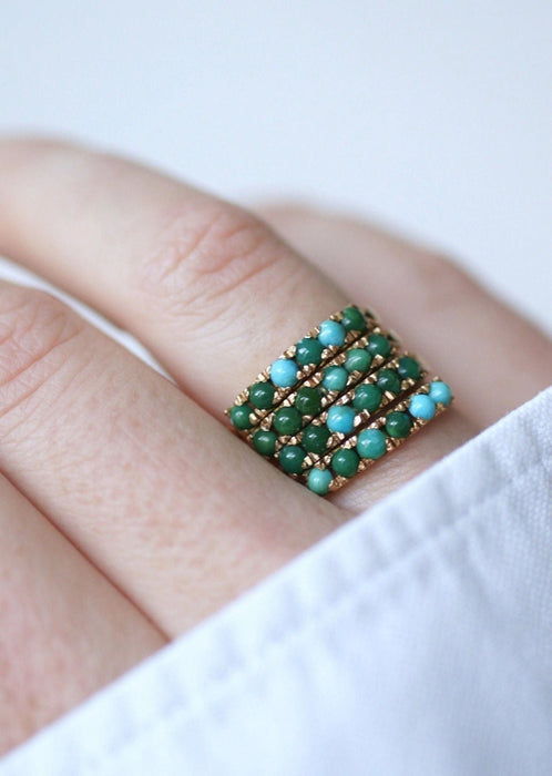 Bague Bague de harem or et turquoises 58 Facettes