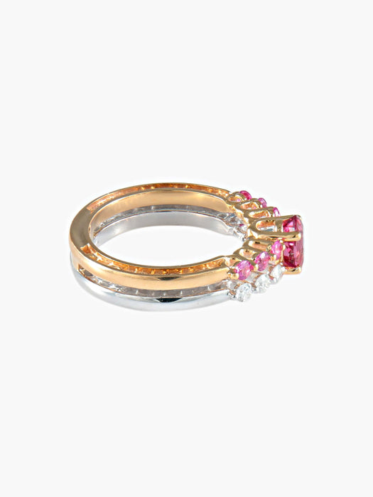 Bague 52 Bague Saphirs roses et Diamants 58 Facettes