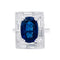 Bague 53 Bague or blanc, saphir 3,84 cts et diamants baguettes. 58 Facettes 32602