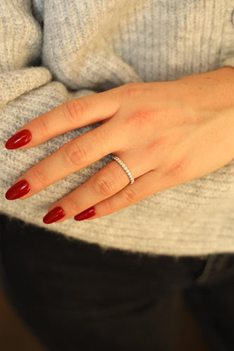 Bague 53 Bague Demi alliance Or blanc Diamant 58 Facettes 2050420CN