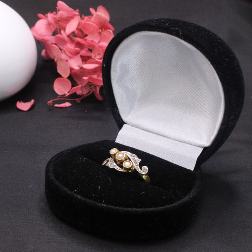 Bague 51 Bague Or Perles fines Diamants 58 Facettes