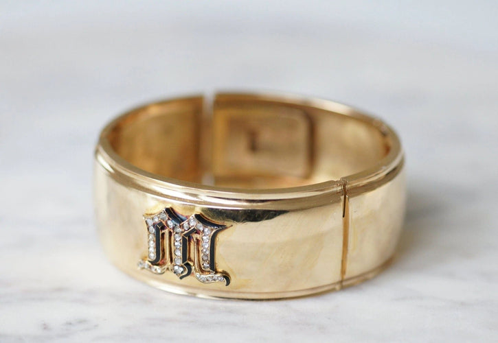 Bracelet Bracelet jonc manchette, lettre M diamants 58 Facettes