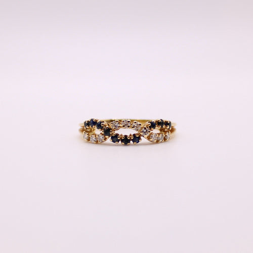 Bague Bague Diamants Saphirs entrelacés 58 Facettes