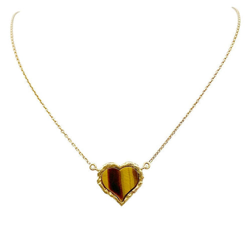 Collier Collier pendentif, "Coeur", or jaune, oeil de tigre. 58 Facettes 32133