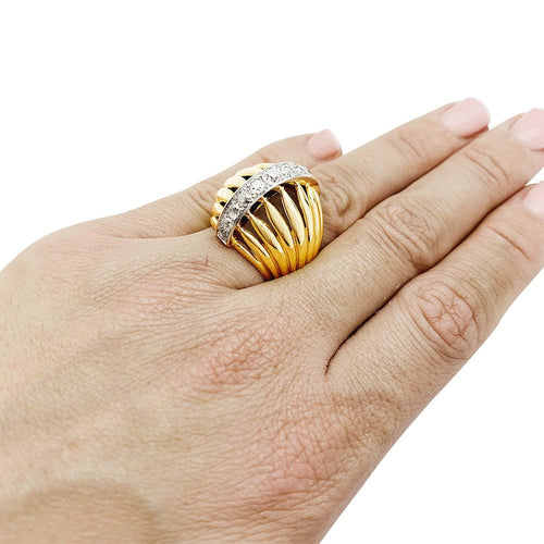 Bague 52 Bague dôme deux ors et diamants. 58 Facettes 30710