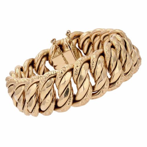 Bracelet Bracelet gourmette en or jaune large 58 Facettes CVBR38