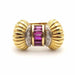 Ring 57 Ruby and diamond tank ring in yellow gold 58 Facettes 24717