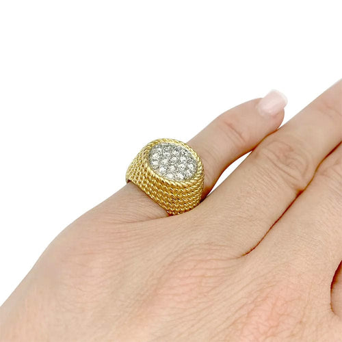 Bague 46 Bague dôme or jaune, platine, diamants. 58 Facettes 31983